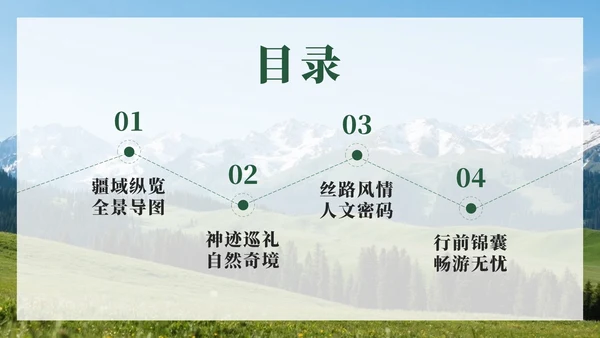 绿色实景新疆旅行攻略PPT模板