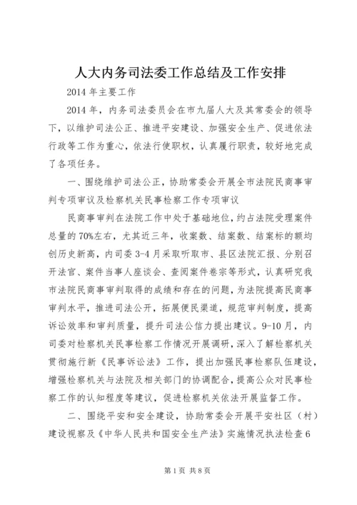 人大内务司法委工作总结及工作安排.docx