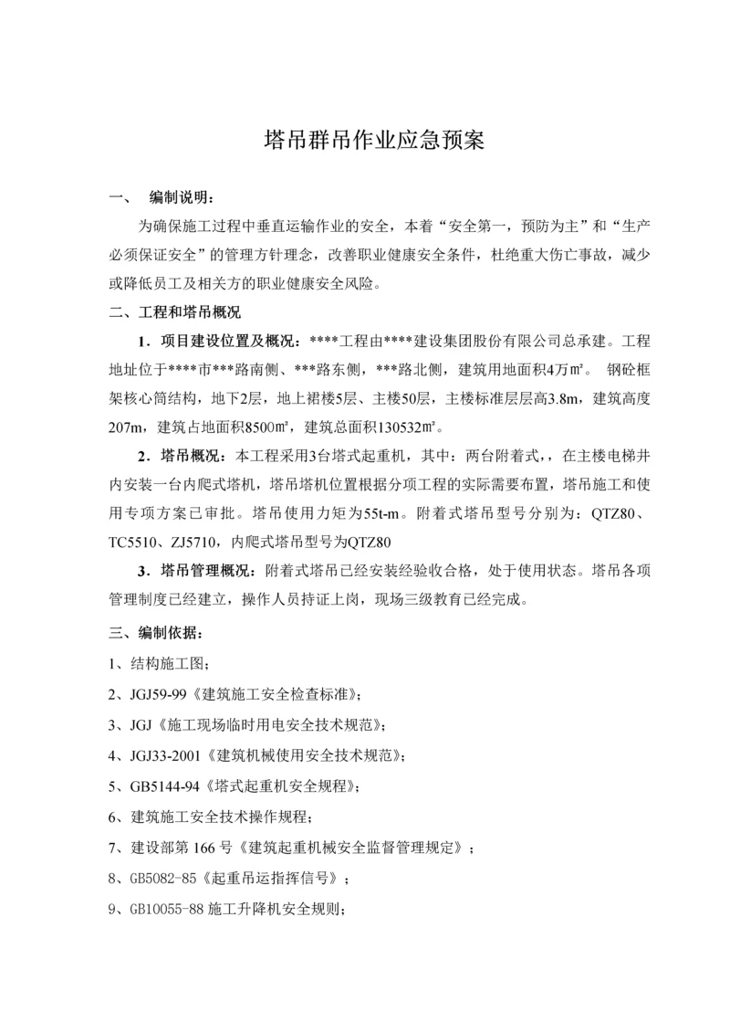 浙江某超高层塔吊群吊作业应急预案.docx