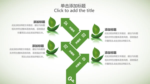 绿色清新手绘叶子低碳环保节能PPT模板