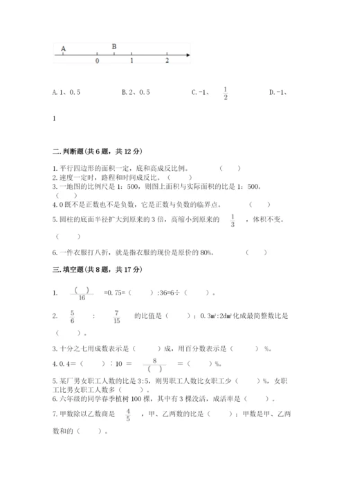 周口市项城市六年级下册数学期末测试卷完整.docx