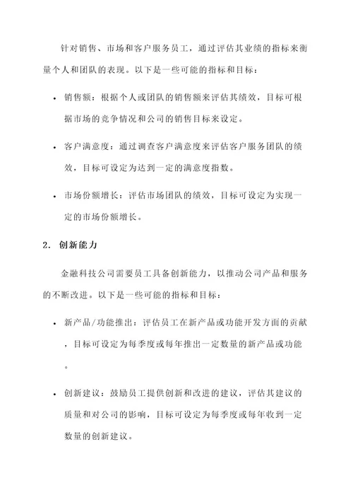 金融科技公司绩效考核方案