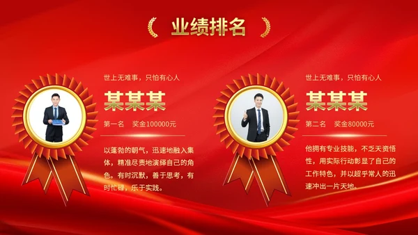 公司销售业绩排名喜报销冠奖牌颁奖PPT