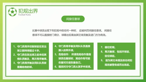 绿色风足球比赛规则介绍宣传PPT模板