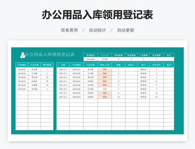 办公用品入库领用登记表