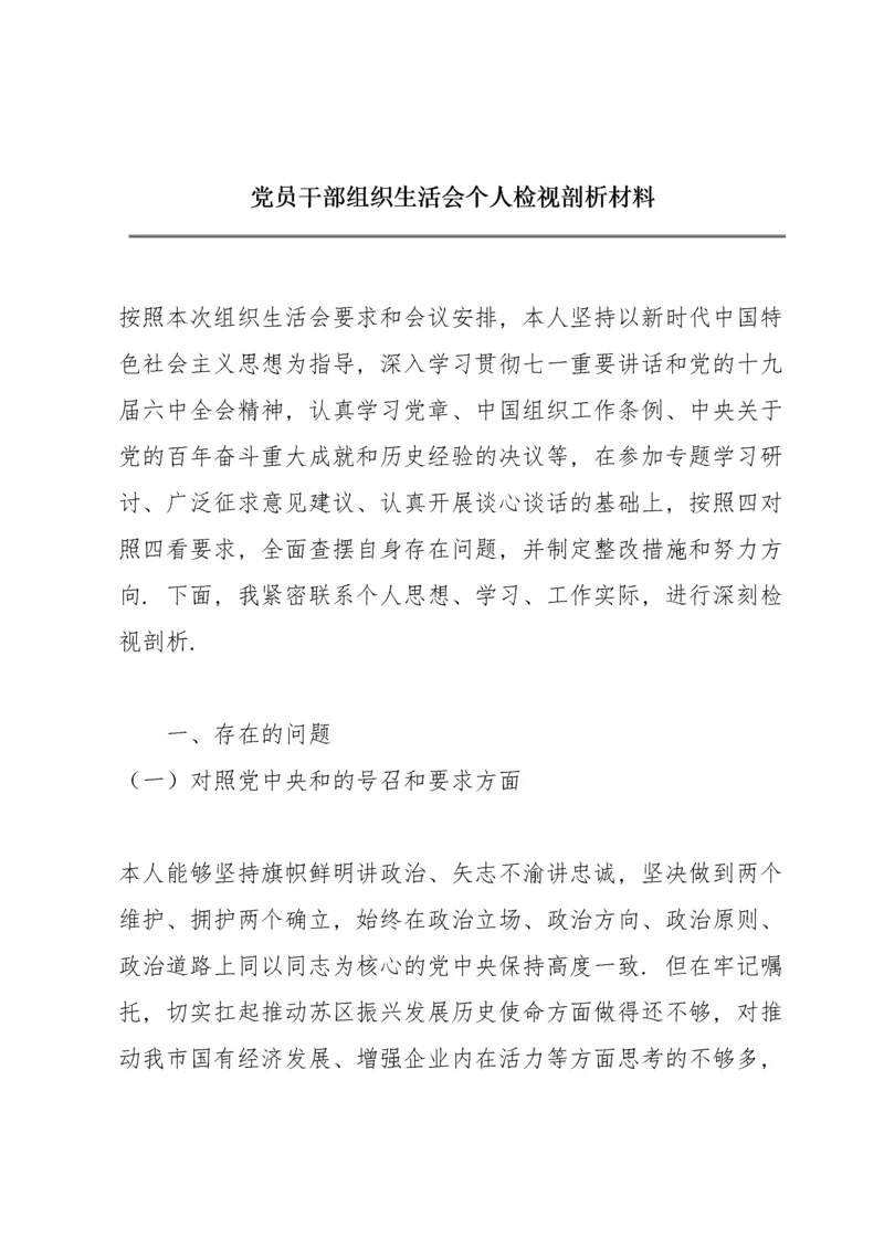 党员干部组织生活会个人检视剖析材料.docx