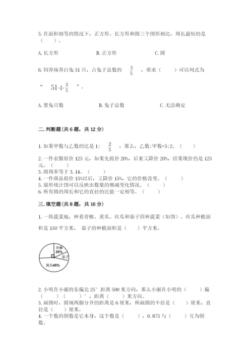 人教版小学六年级上册数学期末测试卷加解析答案.docx