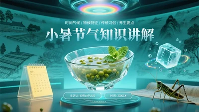 绿色创意风小暑节气讲解节气知识PPT模板