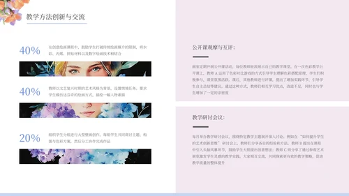 清新唯美文艺插画花朵画室总结通用PPT模板