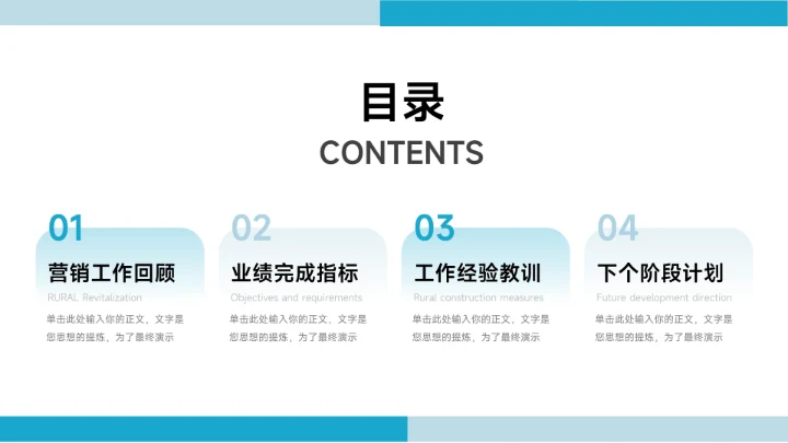 蓝色高端前沿实用市场营销总结汇报PPT模板