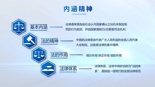 蓝色大气司法法律讲座工作总结PPT动态模板