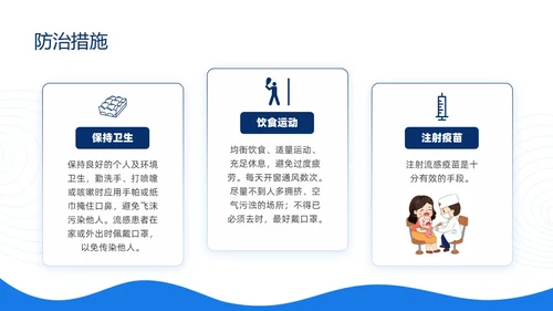 蓝色简约插画冬季传染病预防主题班会PPT