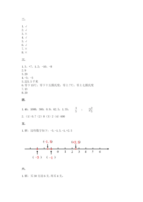 小学六年级下册数学摸底考试题附参考答案【能力提升】.docx