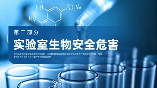 蓝色形状实拍风实验室生物安全培训PPT模板