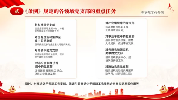 红色简约党建党课党支部工作条例学习PPT