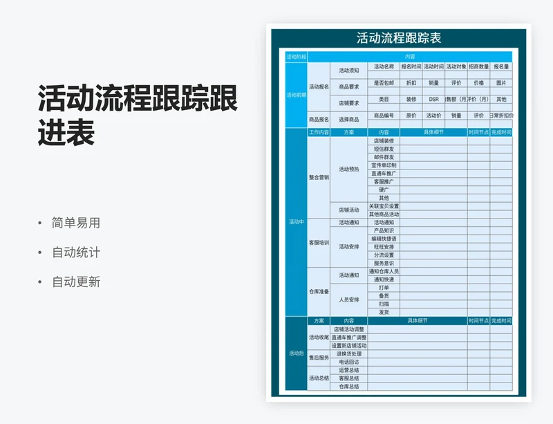 活动流程跟踪跟进表