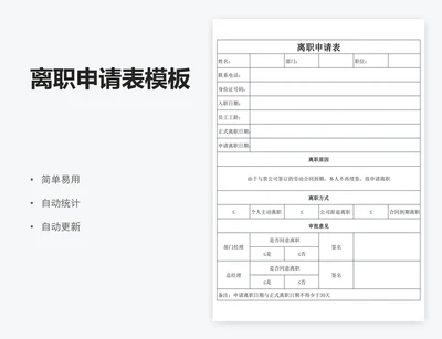 离职申请表模板