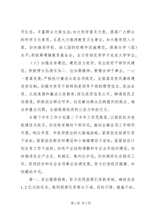 乡镇某年下半年工作计划.docx