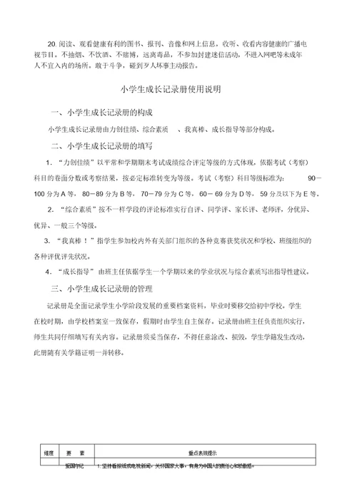 学生成长记录册样本