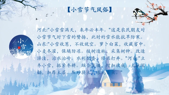 传统节日二十四节气小雪风俗介绍