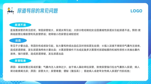 蓝色插画导尿管护理剂尿路感染的管理PPT模板宣传PPT动态P护理医疗
