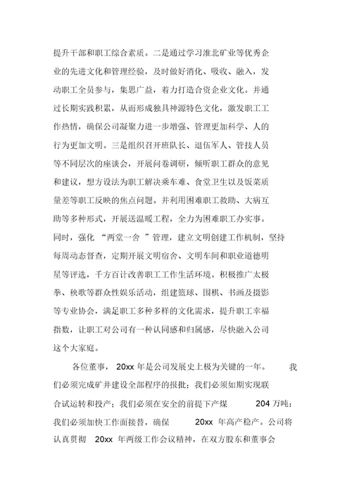 20xx年度×××公司总经理工作报告