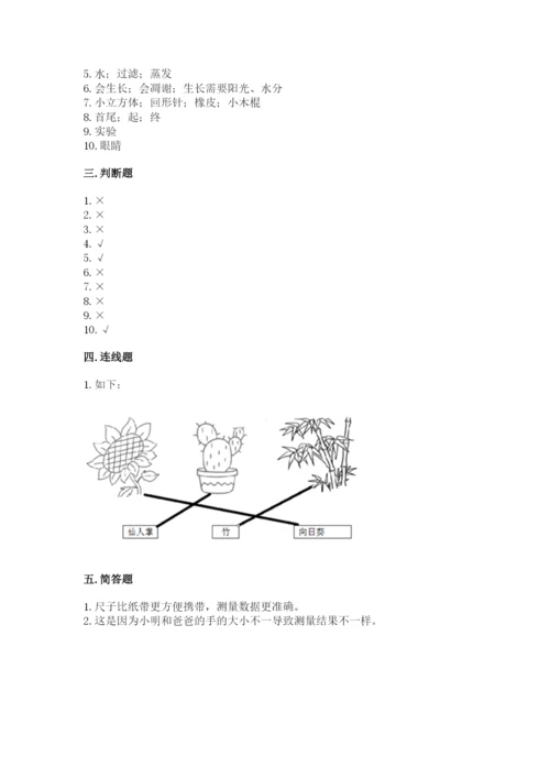 教科版一年级上册科学期末测试卷及答案【新】.docx