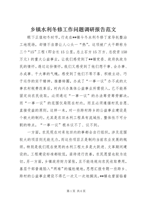 乡镇水利冬修工作问题调研报告范文.docx