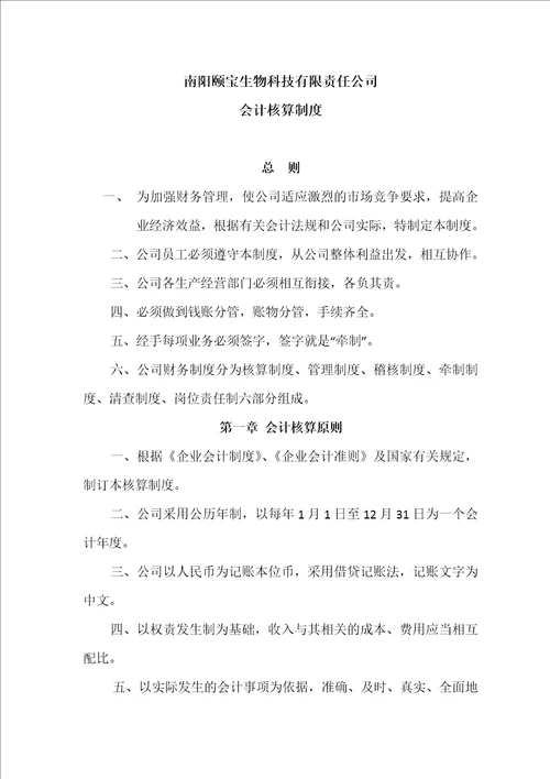 公司会计核算制度