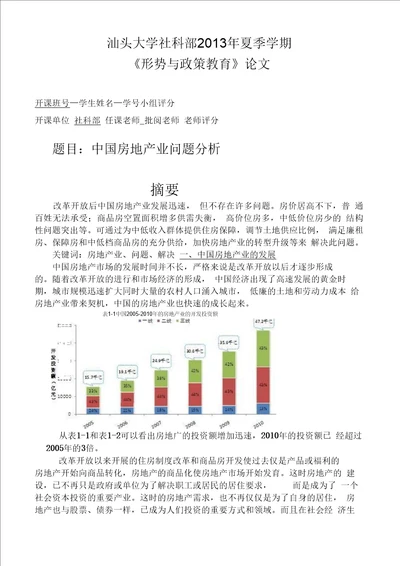 形势与政策论文之中国房地产