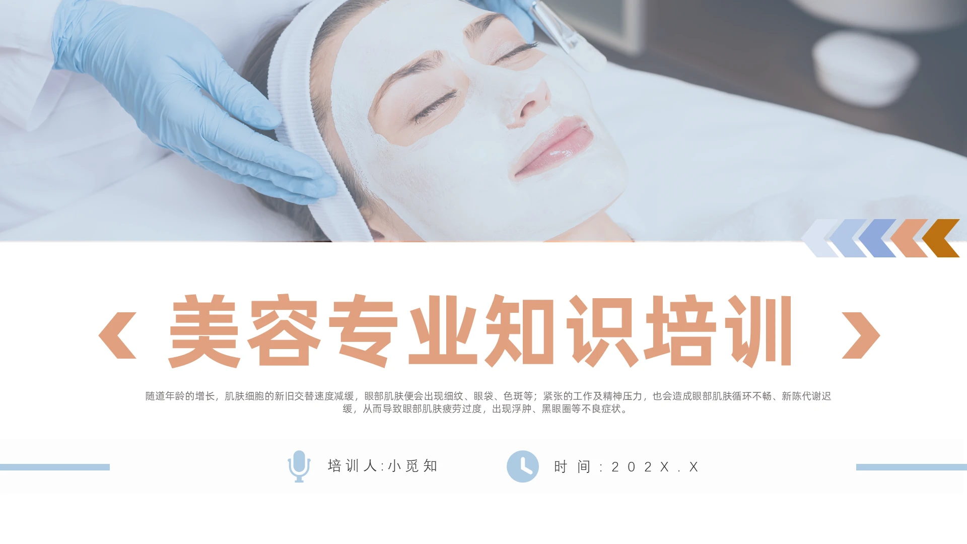 蓝粉色商务风格美容专业知识PPT工作培训PPT美容专业知识培训教案