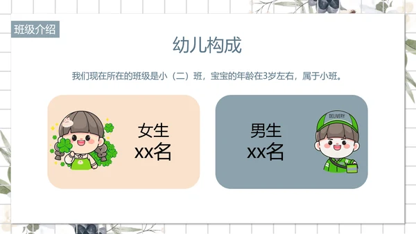 白色小清新幼儿园小班家长会PPT模板