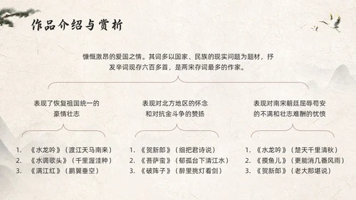 浅色古风辛弃疾PPT模板宣传PPT动态PPT人物介绍