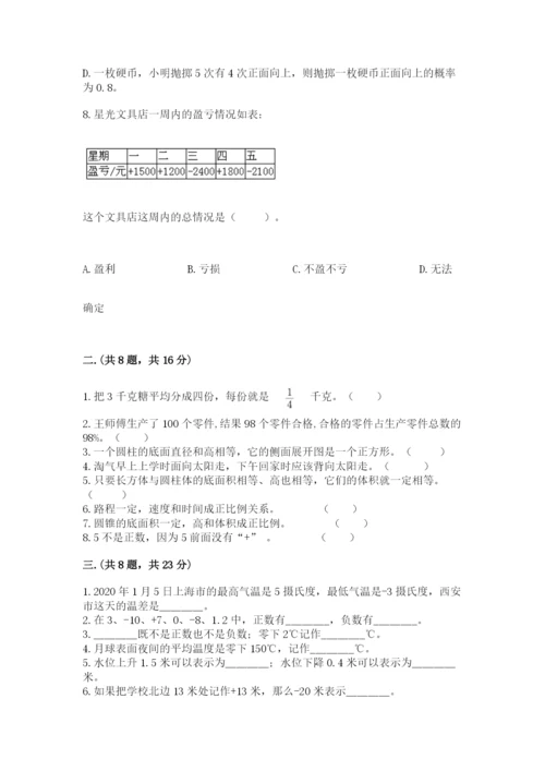 小学六年级数学毕业试题精品（名校卷）.docx