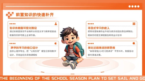 橙色3D风开学季新学年规划PPT模板