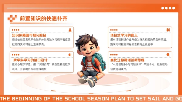 橙色3D风开学季新学年规划PPT模板