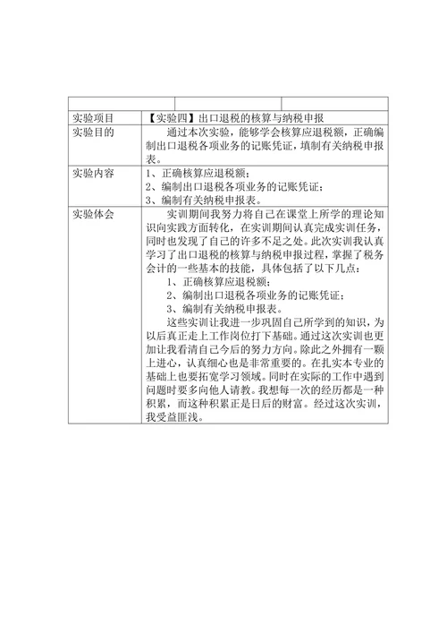 税务会计实验报告