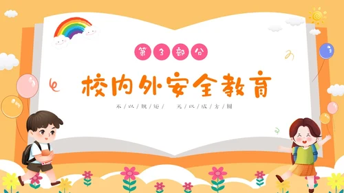 黄色卡通儿童小学开学第一课主题班会PPTz