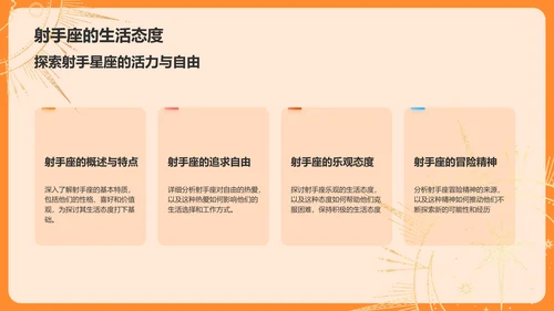 橙色3D风十二星座之射手座PPT模板
