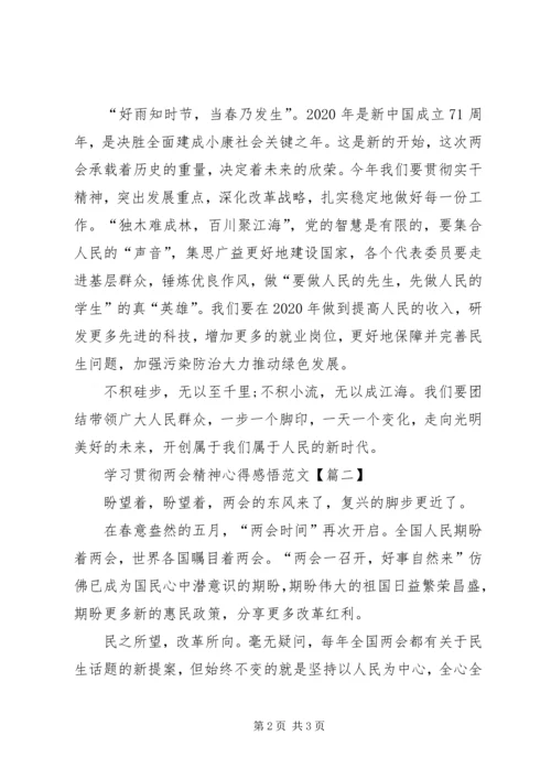 学习贯彻两会精神心得.docx