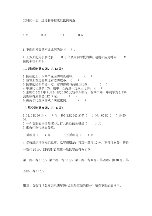 六年级下册数学期末测试卷附完整答案各地真题