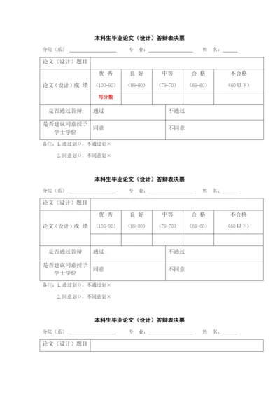 安阳学院本科生毕业论文（设计）-----答辩表决票.docx
