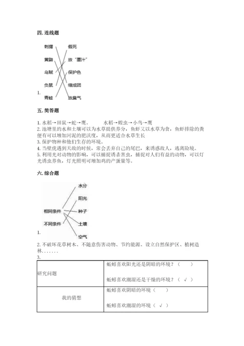 教科版科学五年级下册第一单元《生物与环境》测试卷带答案（培优）.docx