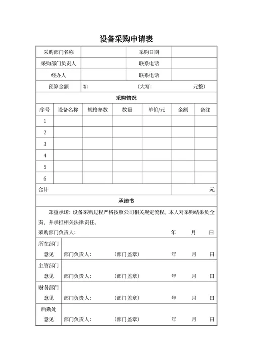 设备采购申请表