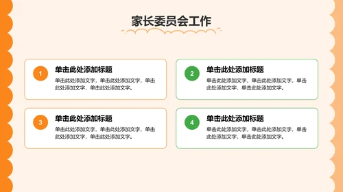 橙色卡通风可爱卡通幼儿园家长会PPT模板