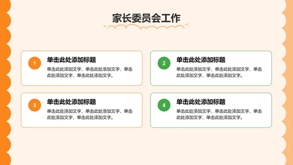 橙色卡通风可爱卡通幼儿园家长会PPT模板