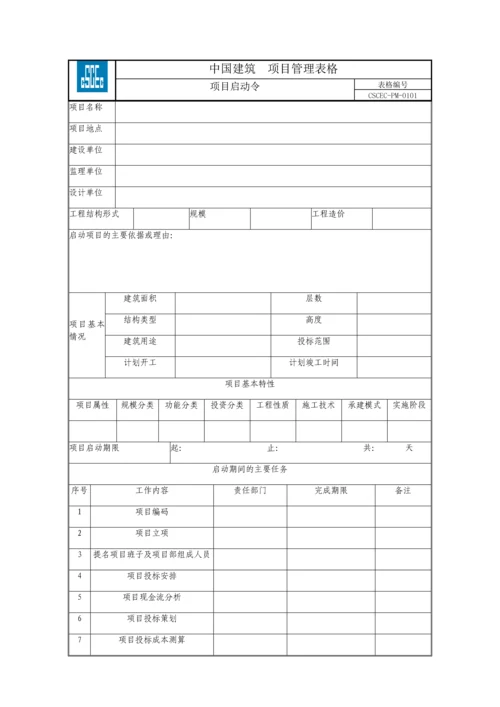 中国建筑项目管理手册表格.docx