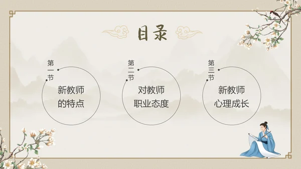 土黄色中国风祥云边框新教师入职培训动态PPT教师培训