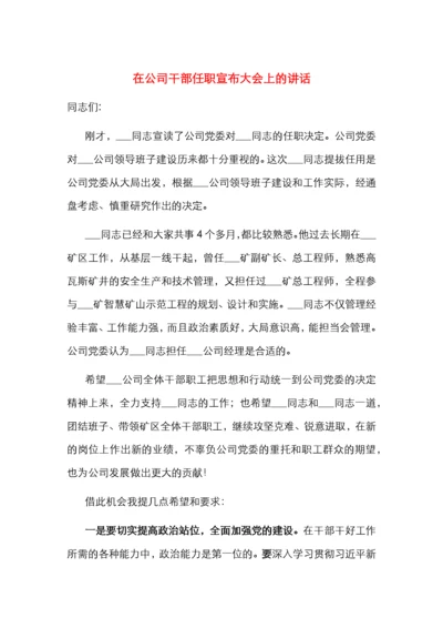 在公司干部任职宣布大会上的讲话.docx