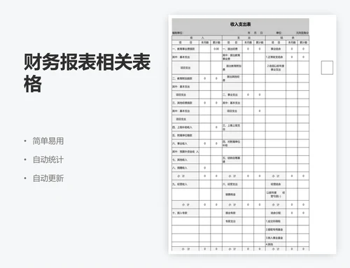 财务报表相关表格